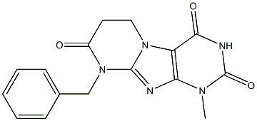 1-methyl-9-(phenylmethyl)-6,7-dihydropyrimido[2,1-f]purine-2,4,8(1H,3H,9H)-trione Struktur