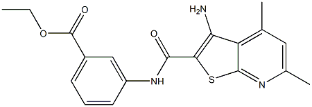 ethyl 3-{[(3-amino-4,6-dimethylthieno[2,3-b]pyridin-2-yl)carbonyl]amino}benzoate Struktur