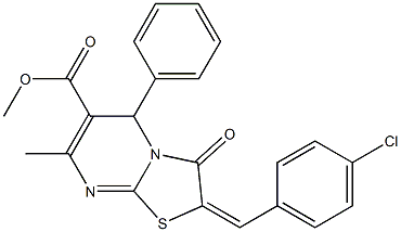 methyl 2-(4-chlorobenzylidene)-7-methyl-3-oxo-5-phenyl-2,3-dihydro-5H-[1,3]thiazolo[3,2-a]pyrimidine-6-carboxylate Struktur