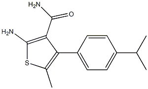 2-amino-4-(4-isopropylphenyl)-5-methyl-3-thiophenecarboxamide Struktur