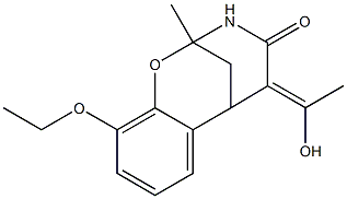 6-ethoxy-12-(1-hydroxyethylidene)-9-methyl-8-oxa-10-azatricyclo[7.3.1.0~2,7~]trideca-2,4,6-trien-11-one Struktur