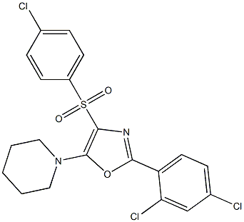 1-[4-[(4-chlorophenyl)sulfonyl]-2-(2,4-dichlorophenyl)-1,3-oxazol-5-yl]piperidine Struktur