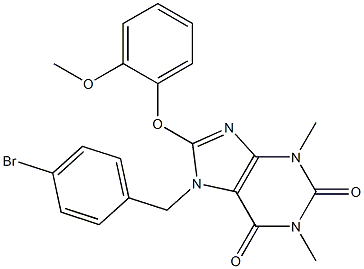 7-(4-bromobenzyl)-8-(2-methoxyphenoxy)-1,3-dimethyl-3,7-dihydro-1H-purine-2,6-dione Struktur