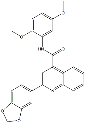 2-(1,3-benzodioxol-5-yl)-N-(2,5-dimethoxyphenyl)-4-quinolinecarboxamide Struktur