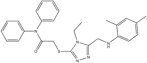 2-({5-[(2,4-dimethylanilino)methyl]-4-ethyl-4H-1,2,4-triazol-3-yl}sulfanyl)-N,N-diphenylacetamide Struktur