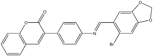 3-(4-{[(6-bromo-1,3-benzodioxol-5-yl)methylene]amino}phenyl)-2H-chromen-2-one Struktur