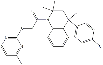 4-(4-chlorophenyl)-2,2,4-trimethyl-1-{[(4-methyl-2-pyrimidinyl)sulfanyl]acetyl}-1,2,3,4-tetrahydroquinoline Struktur