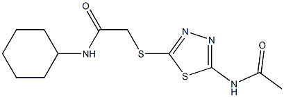 2-{[5-(acetylamino)-1,3,4-thiadiazol-2-yl]sulfanyl}-N-cyclohexylacetamide Struktur