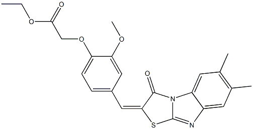 ethyl {4-[(6,7-dimethyl-3-oxo[1,3]thiazolo[3,2-a]benzimidazol-2(3H)-ylidene)methyl]-2-methoxyphenoxy}acetate Struktur