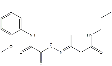 3-{[(2-methoxy-5-methylanilino)(oxo)acetyl]hydrazono}-N-propylbutanamide Struktur