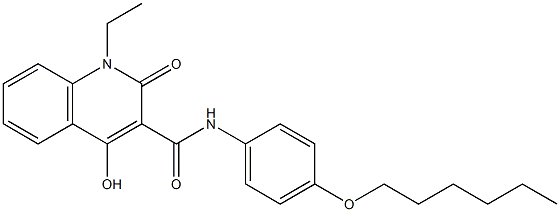 1-ethyl-N-[4-(hexyloxy)phenyl]-4-hydroxy-2-oxo-1,2-dihydro-3-quinolinecarboxamide Struktur