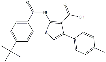 2-[(4-tert-butylbenzoyl)amino]-4-(4-methylphenyl)-3-thiophenecarboxylic acid Struktur