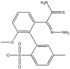 2-[2-(aminocarbothioyl)carbohydrazonoyl]-6-methoxyphenyl 4-methylbenzenesulfonate Struktur