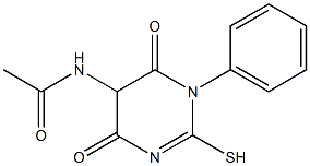 N-(4,6-dioxo-1-phenyl-2-sulfanyl-1,4,5,6-tetrahydro-5-pyrimidinyl)acetamide Struktur