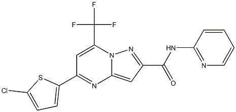 5-(5-chloro-2-thienyl)-N-(2-pyridinyl)-7-(trifluoromethyl)pyrazolo[1,5-a]pyrimidine-2-carboxamide Struktur