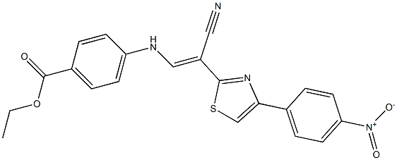 ethyl 4-{[2-cyano-2-(4-{4-nitrophenyl}-1,3-thiazol-2-yl)vinyl]amino}benzoate Struktur