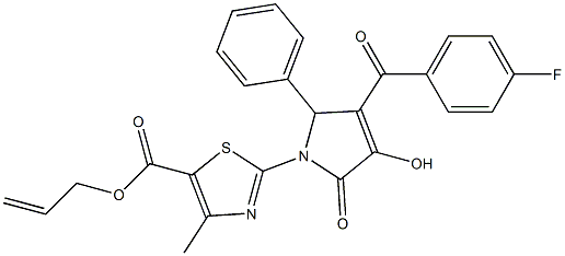 allyl 2-[3-(4-fluorobenzoyl)-4-hydroxy-5-oxo-2-phenyl-2,5-dihydro-1H-pyrrol-1-yl]-4-methyl-1,3-thiazole-5-carboxylate Struktur