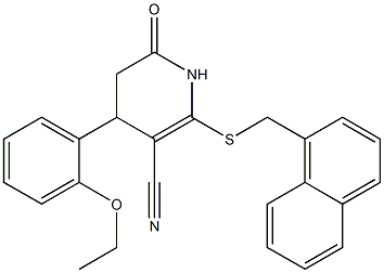 4-(2-ethoxyphenyl)-2-[(1-naphthylmethyl)sulfanyl]-6-oxo-1,4,5,6-tetrahydro-3-pyridinecarbonitrile Struktur