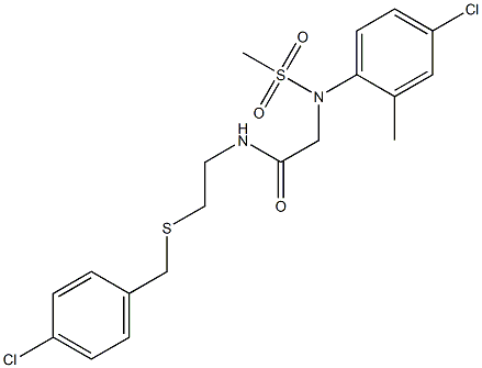 N-{2-[(4-chlorobenzyl)sulfanyl]ethyl}-2-[4-chloro-2-methyl(methylsulfonyl)anilino]acetamide Struktur