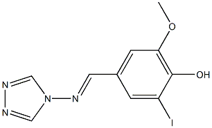 2-iodo-6-methoxy-4-[(4H-1,2,4-triazol-4-ylimino)methyl]phenol Struktur