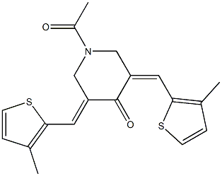 1-acetyl-3,5-bis[(3-methyl-2-thienyl)methylene]-4-piperidinone Struktur