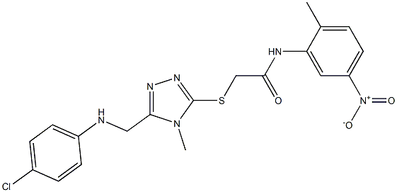 2-[(5-{[(4-chlorophenyl)amino]methyl}-4-methyl-4H-1,2,4-triazol-3-yl)sulfanyl]-N-{5-nitro-2-methylphenyl}acetamide Struktur