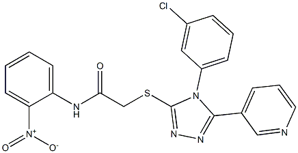 2-{[4-(3-chlorophenyl)-5-(3-pyridinyl)-4H-1,2,4-triazol-3-yl]sulfanyl}-N-{2-nitrophenyl}acetamide Struktur