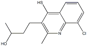 4-(8-chloro-2-methyl-4-sulfanyl-3-quinolinyl)-2-butanol Struktur