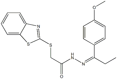 2-(1,3-benzothiazol-2-ylsulfanyl)-N'-[1-(4-methoxyphenyl)propylidene]acetohydrazide Struktur