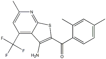 [3-amino-6-methyl-4-(trifluoromethyl)thieno[2,3-b]pyridin-2-yl](2,4-dimethylphenyl)methanone Struktur