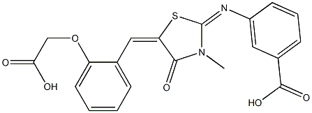 3-({5-[2-(carboxymethoxy)benzylidene]-3-methyl-4-oxo-1,3-thiazolidin-2-ylidene}amino)benzoic acid Struktur