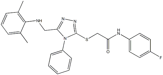 2-({5-[(2,6-dimethylanilino)methyl]-4-phenyl-4H-1,2,4-triazol-3-yl}sulfanyl)-N-(4-fluorophenyl)acetamide Struktur