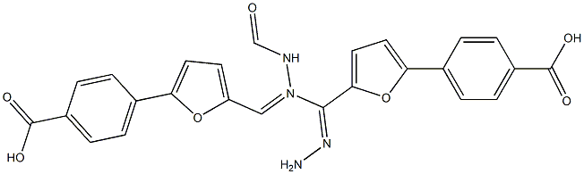 4-(5-{2-[(2-{[5-(4-carboxyphenyl)-2-furyl]methylene}hydrazino)carbonyl]carbohydrazonoyl}-2-furyl)benzoic acid Struktur