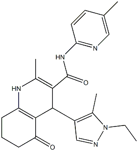 4-(1-ethyl-5-methyl-1H-pyrazol-4-yl)-2-methyl-N-(5-methylpyridin-2-yl)-5-oxo-1,4,5,6,7,8-hexahydroquinoline-3-carboxamide Struktur