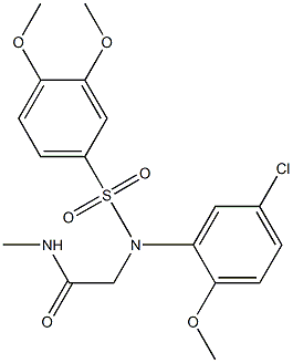 2-{5-chloro[(3,4-dimethoxyphenyl)sulfonyl]-2-methoxyanilino}-N-methylacetamide Struktur