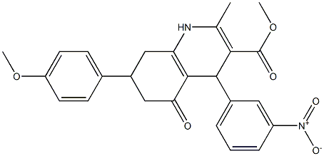 methyl 4-{3-nitrophenyl}-7-(4-methoxyphenyl)-2-methyl-5-oxo-1,4,5,6,7,8-hexahydro-3-quinolinecarboxylate Struktur