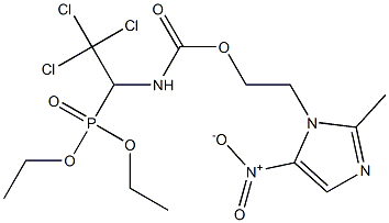 diethyl 2,2,2-trichloro-1-{[(2-{5-nitro-2-methyl-1H-imidazol-1-yl}ethoxy)carbonyl]amino}ethylphosphonate Struktur