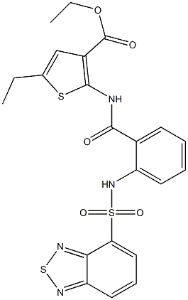 ethyl 2-({2-[(2,1,3-benzothiadiazol-4-ylsulfonyl)amino]benzoyl}amino)-5-ethyl-3-thiophenecarboxylate Struktur