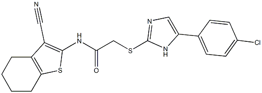 2-{[5-(4-chlorophenyl)-1H-imidazol-2-yl]sulfanyl}-N-(3-cyano-4,5,6,7-tetrahydro-1-benzothien-2-yl)acetamide Struktur