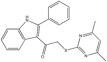 2-[(4,6-dimethyl-2-pyrimidinyl)sulfanyl]-1-(2-phenyl-1H-indol-3-yl)ethanone Struktur