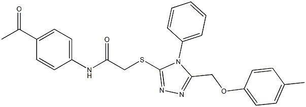 N-(4-acetylphenyl)-2-({5-[(4-methylphenoxy)methyl]-4-phenyl-4H-1,2,4-triazol-3-yl}sulfanyl)acetamide Struktur