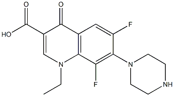 1-ethyl-6,8-difluoro-4-oxo-7-(1-piperazinyl)-1,4-dihydro-3-quinolinecarboxylic acid Struktur