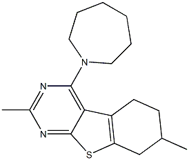 4-(1-azepanyl)-2,7-dimethyl-5,6,7,8-tetrahydro[1]benzothieno[2,3-d]pyrimidine Struktur