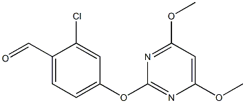 2-chloro-4-[(4,6-dimethoxypyrimidin-2-yl)oxy]benzaldehyde Struktur