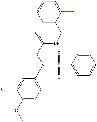 2-[3-chloro-4-methoxy(phenylsulfonyl)anilino]-N-(2-methylbenzyl)acetamide Struktur