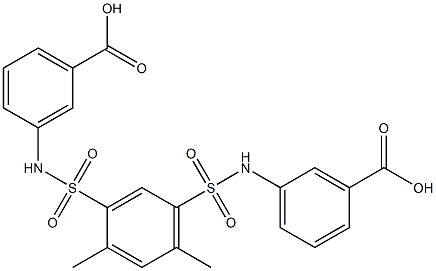 3-[({5-[(3-carboxyanilino)sulfonyl]-2,4-dimethylphenyl}sulfonyl)amino]benzoic acid Struktur