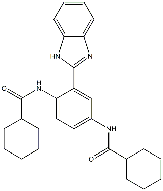 N-{2-(1H-benzimidazol-2-yl)-4-[(cyclohexylcarbonyl)amino]phenyl}cyclohexanecarboxamide Struktur