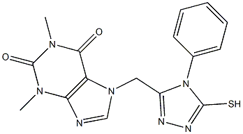 1,3-dimethyl-7-[(4-phenyl-5-sulfanyl-4H-1,2,4-triazol-3-yl)methyl]-3,7-dihydro-1H-purine-2,6-dione Struktur