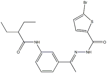 N-(3-{N-[(5-bromo-2-thienyl)carbonyl]ethanehydrazonoyl}phenyl)-2-ethylbutanamide Struktur