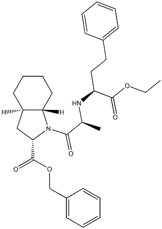 Benzyl(2S,3aR,7aS)-1-[(2S)-2-[[(1S)-1-(ethoxycarbonyl)-3-phenylpropyl]amino]-1-oxopropyl]octahydro-1H-indole-2-carboxylate Struktur